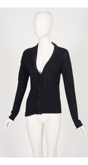 2006 Sequin Black Wool Knit Asymmetrical Cardigan