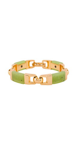 1973 Faux Jade & Gold Link Bracelet