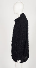 2018 Black Shaggy Pleats Oversized Cardigan