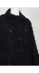 2018 Black Shaggy Pleats Oversized Cardigan
