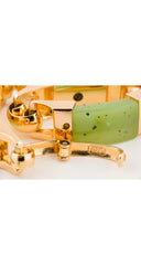 1973 Faux Jade & Gold Link Bracelet