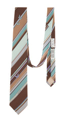 1970s Butterfly Print Striped Silk Men's Tie
