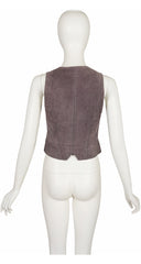 1970s Horsebit Gray Suede Snap-Up Vest