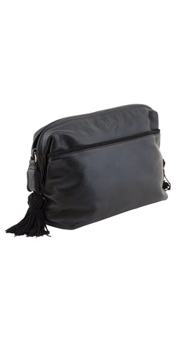 1989 S/S Black Lambskin Leather Tassel Clutch