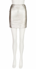 1990s Silver Metallic Leather Mini Skirt