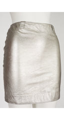 1990s Silver Metallic Leather Mini Skirt