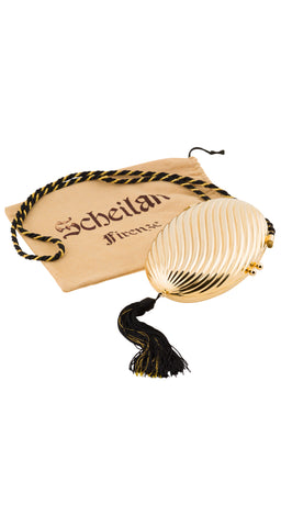 1980s Gold Metal Oval Tassel Evening Bag