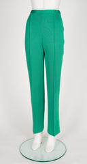 1960s Kelly Green Knit Tie-Neck Three-Piece Outfit