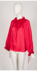 1976-77 F/W Red Organza Balloon Sleeve Blouse