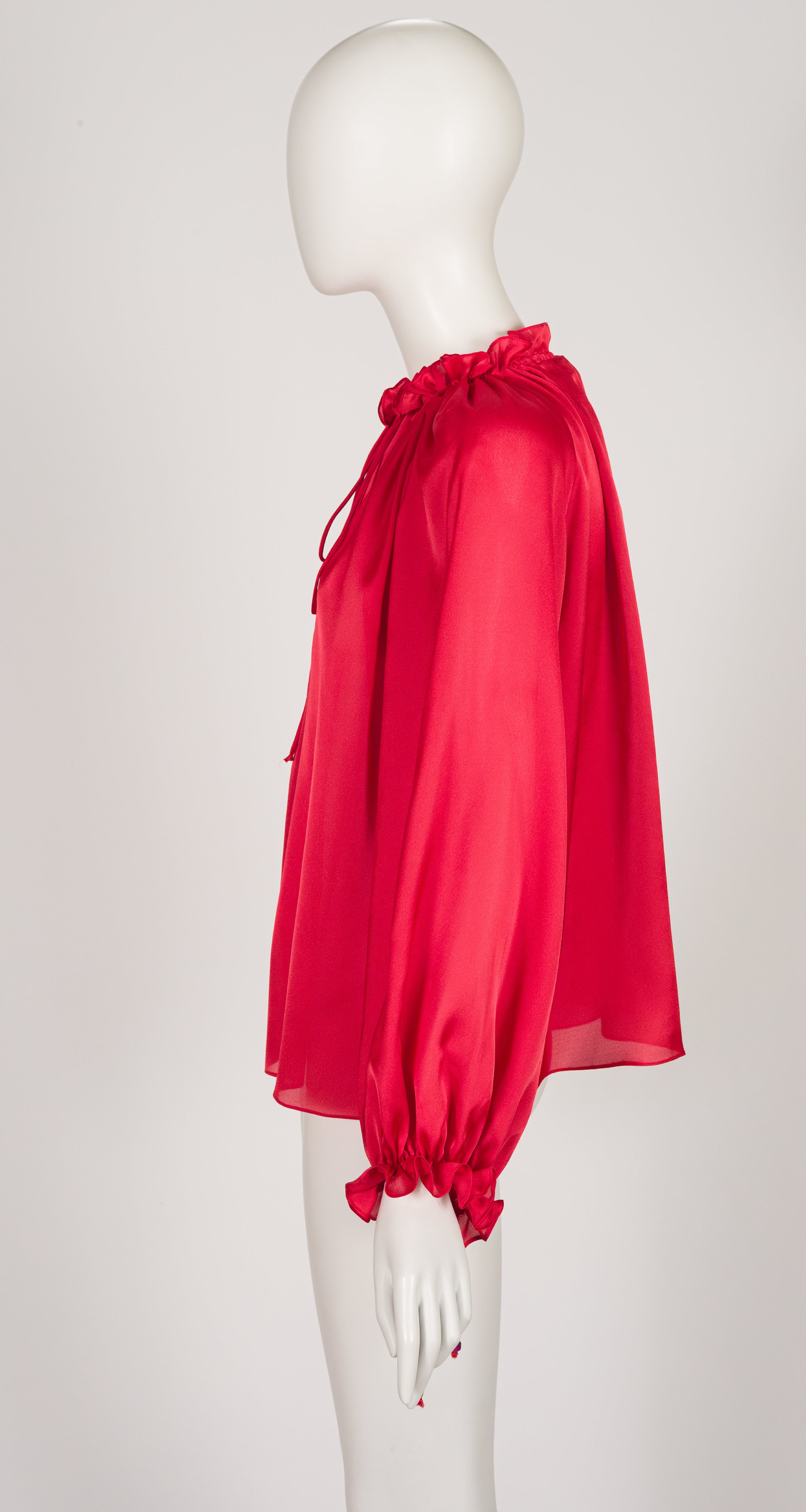 1976-77 F/W Red Organza Balloon Sleeve Blouse