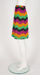 1970s Geometric Print Wool Jersey Knit Wrap Skirt