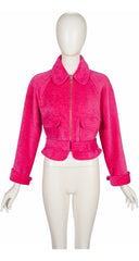 1990s Hot Pink Wool Belted Teddy Jacket