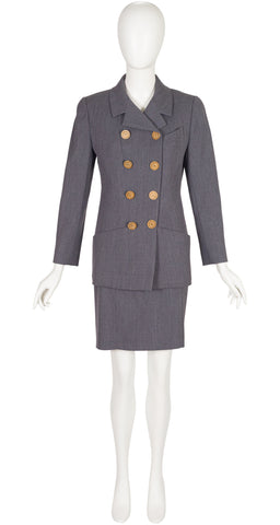 1992 F/W Gray Wool Double-Breasted Skirt Suit