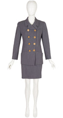 1992 F/W Gray Wool Double-Breasted Skirt Suit
