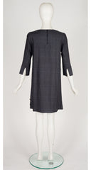 2006 S/S Embellished Leaf Design Gray Silk Dress