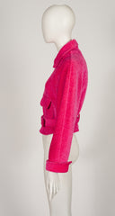 1990s Hot Pink Wool Belted Teddy Jacket
