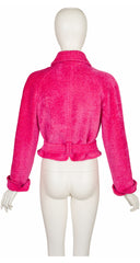 1990s Hot Pink Wool Belted Teddy Jacket