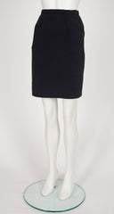 1980s Black Faille Double-Breasted Tuxedo Skirt Suit