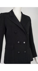 1980s Black Faille Double-Breasted Tuxedo Skirt Suit