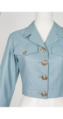 1990s Powder Blue Leather Cropped Jacket