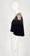 1930s Art Deco Floral Beaded Silk Velvet Capelet