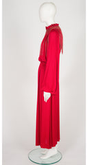 1977-78 F/W Macrame Collar Red Jersey Bishop Sleeve Gown