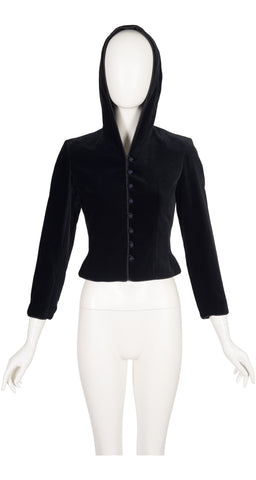 1998 F/W Black Velvet Tassel Hood Jacket