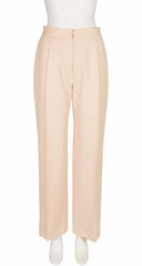 1970s Beige Wool Gabardine Wide-Leg Trousers