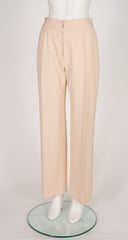1970s Beige Wool Gabardine Wide-Leg Trousers