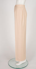 1970s Beige Wool Gabardine Wide-Leg Trousers