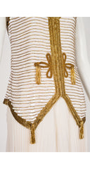 1980s Cream Sequin Vest & Palazzo Pant Evening Set