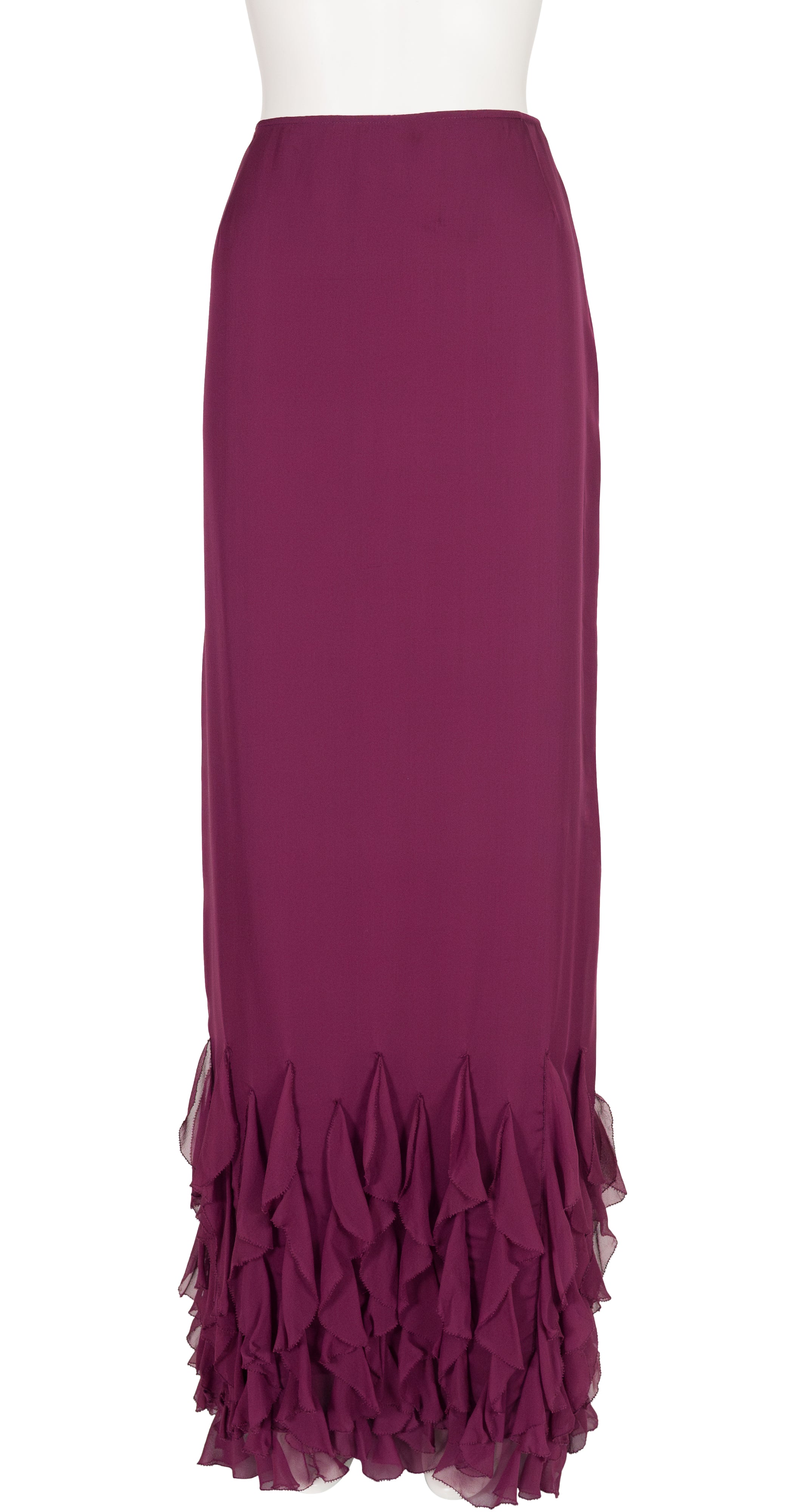 2004-05 F/W Burgundy Silk Chiffon Petal Evening Skirt