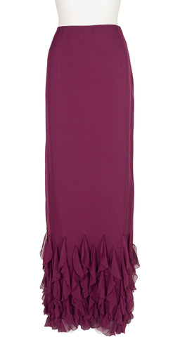 2004-05 F/W Burgundy Silk Chiffon Petal Evening Skirt