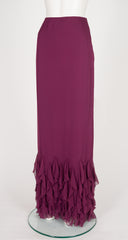 2004-05 F/W Burgundy Silk Chiffon Petal Evening Skirt