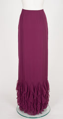 2004-05 F/W Burgundy Silk Chiffon Petal Evening Skirt