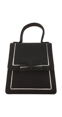 1990s Black Rayon Faille Bow Top Handle Bag