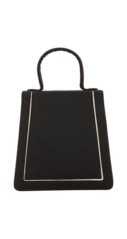 1990s Black Rayon Faille Bow Top Handle Bag