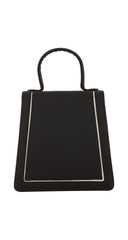 1990s Black Rayon Faille Bow Top Handle Bag