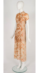 1998 S/S Leaf Design Burnout Velvet Dress