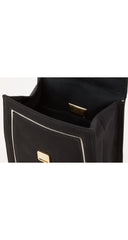 1990s Black Rayon Faille Bow Top Handle Bag