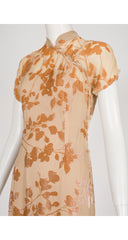 1998 S/S Leaf Design Burnout Velvet Dress