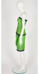 1989 F/W Polka Dot Lurex Green Silk Bustier Cocktail Dress