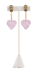 1940s Purple Heart-Shaped Dangle Clip-On Earrings