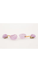 1940s Purple Heart-Shaped Dangle Clip-On Earrings