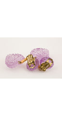 1940s Purple Heart-Shaped Dangle Clip-On Earrings