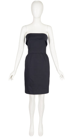1987 S/S Black Cotton Strapless Bustier Dress