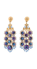 1950s Iridescent Czech Glass Chandelier Clip-On Earrings