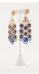 1950s Iridescent Czech Glass Chandelier Clip-On Earrings