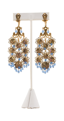 1950s Iridescent Czech Glass Chandelier Clip-On Earrings