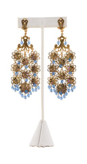 1950s Iridescent Czech Glass Chandelier Clip-On Earrings